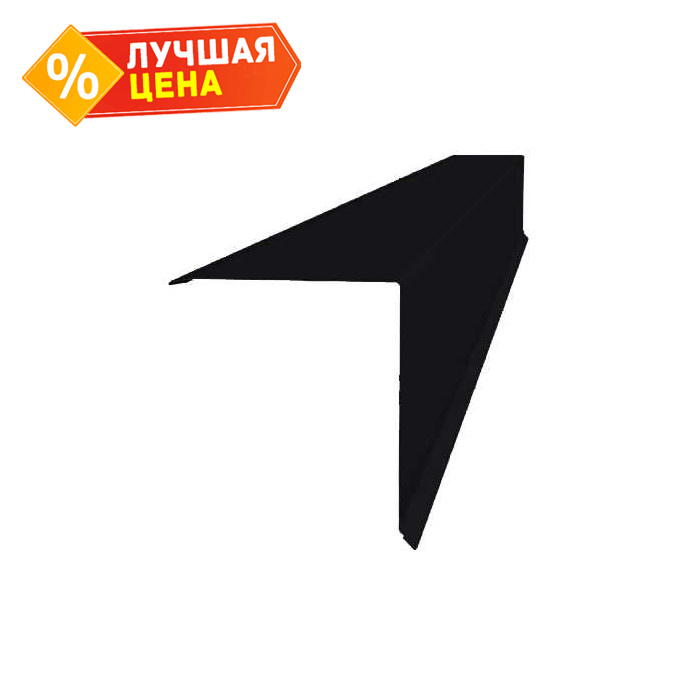 Планка конька односкатной кровли Grand Line 160x160 0,5 Velur RAL 9005 черный