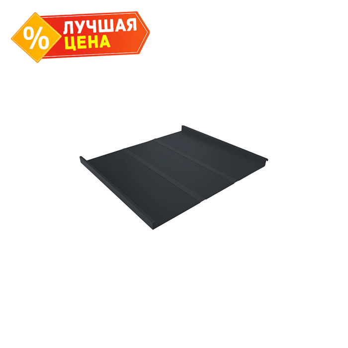Фальцевая кровля Фальц двойной стоячий Grand Line 0,5 GreenCoat Pural BT RR 23 Мокрый Асфальт