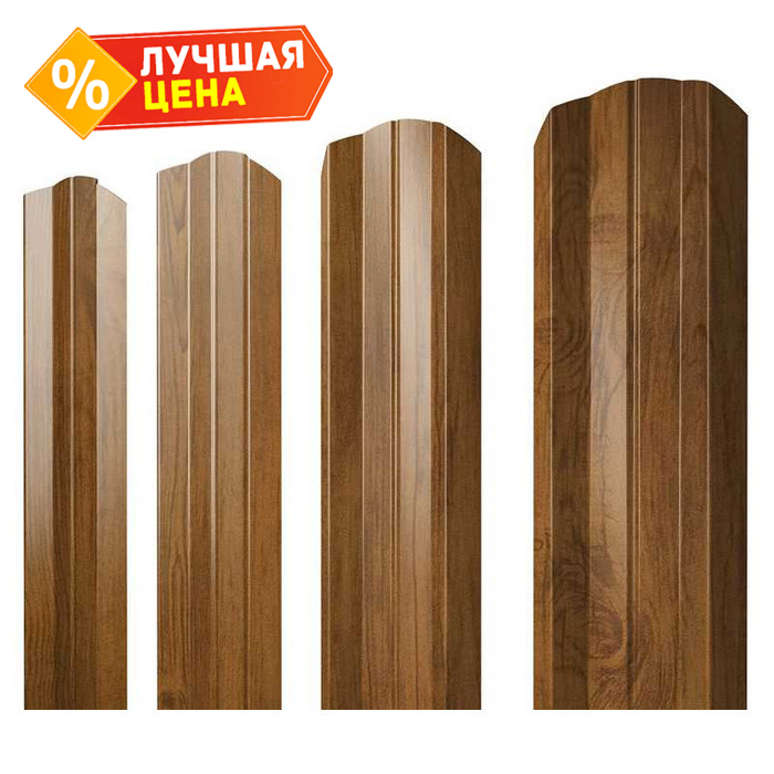 Штакетник М-образный А фигурный Grand Line 0,45 Print Premium Golden Wood Golden Wood