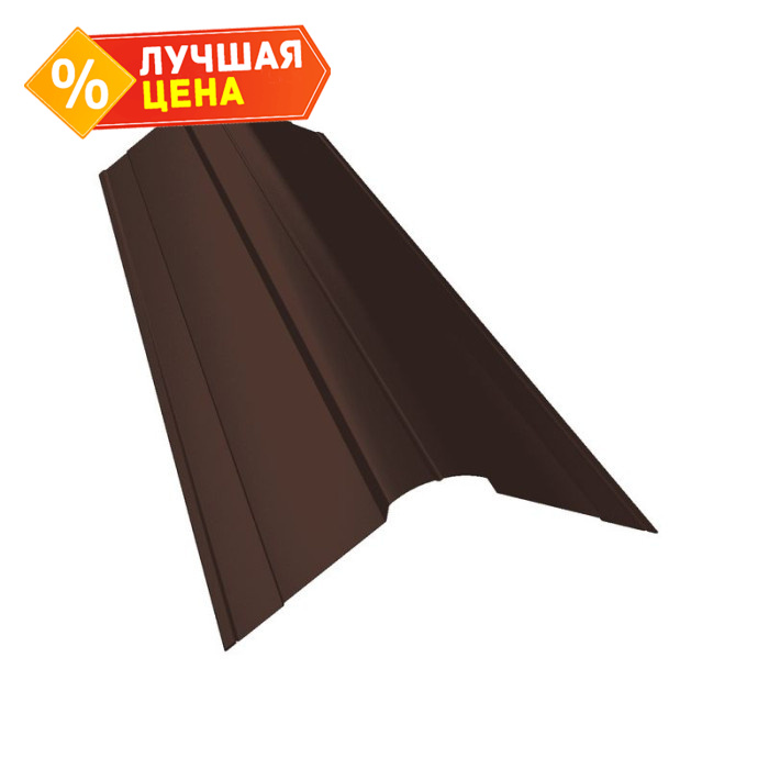 Планка конька фигурного 100x100 0,5 Satin с пленкой RAL 3005 красное вино