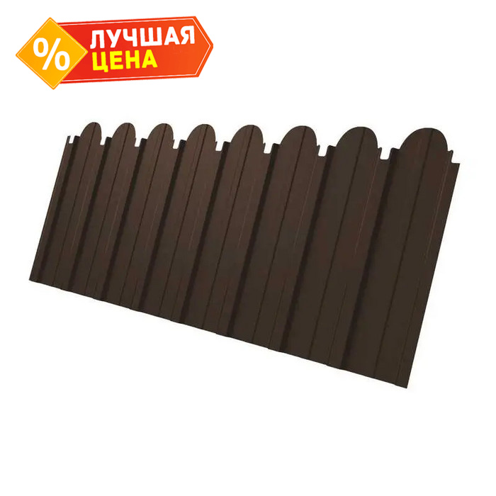 Профлист фигурный Grand Line C10A 0.45 Drap TwinColor двусторонний с пленкой RAL 8017 Шоколад