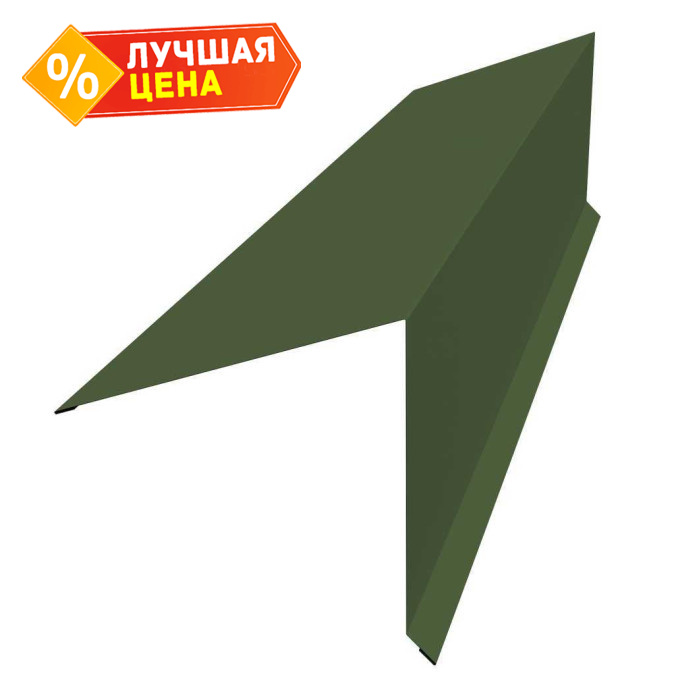 Планка конька односкатной кровли Grand Line 180x160 0,5 Velur RAL 6020 хромовая зелень