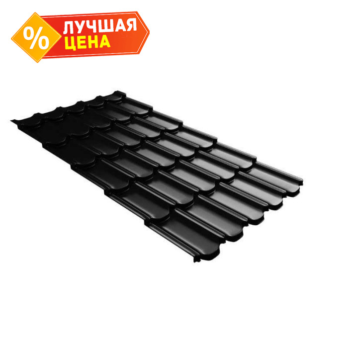 Металлочерепица Grand Line Kvinta plus 0,45 Drap ST RAL 9005 Черный | c 3D резом