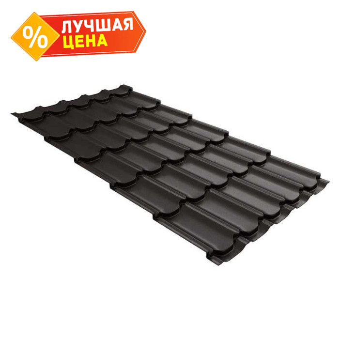 Металлочерепица Grand Line Kvinta plus 0,5 Drap RR 32 Темно-коричневый | c 3D резом