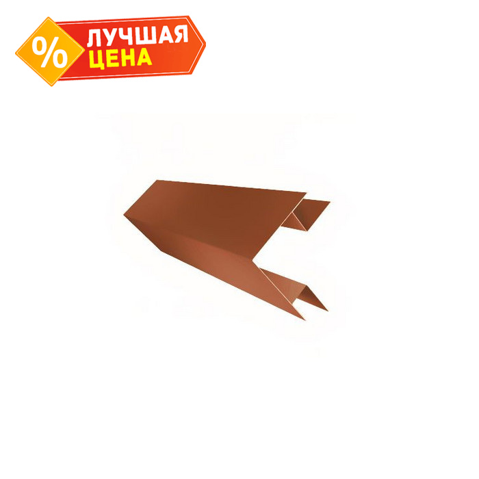 Планка угла внешнего сложная Кожуха сегментного 0,5 Satin с пленкой RAL 8004 терракота