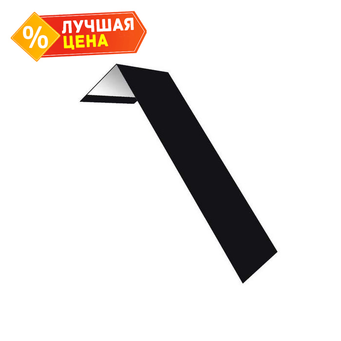 Планка лобовая/околооконная простая 190х50 0,5 GreenCoat Pural BT, matt RR 33 черный (RAL 9005 черный)