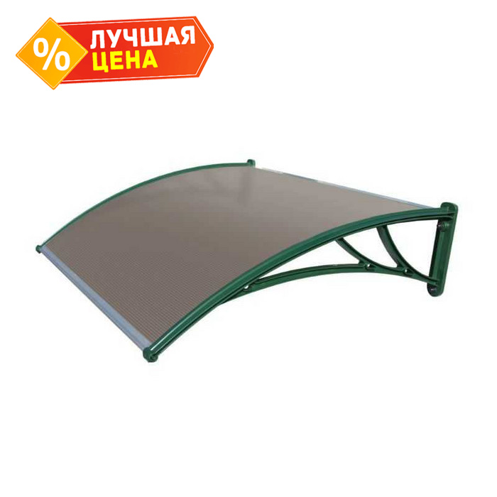 Козырьки Krovent из поликарбоната 1500х930х280 бронзовый (зел. кроншт)