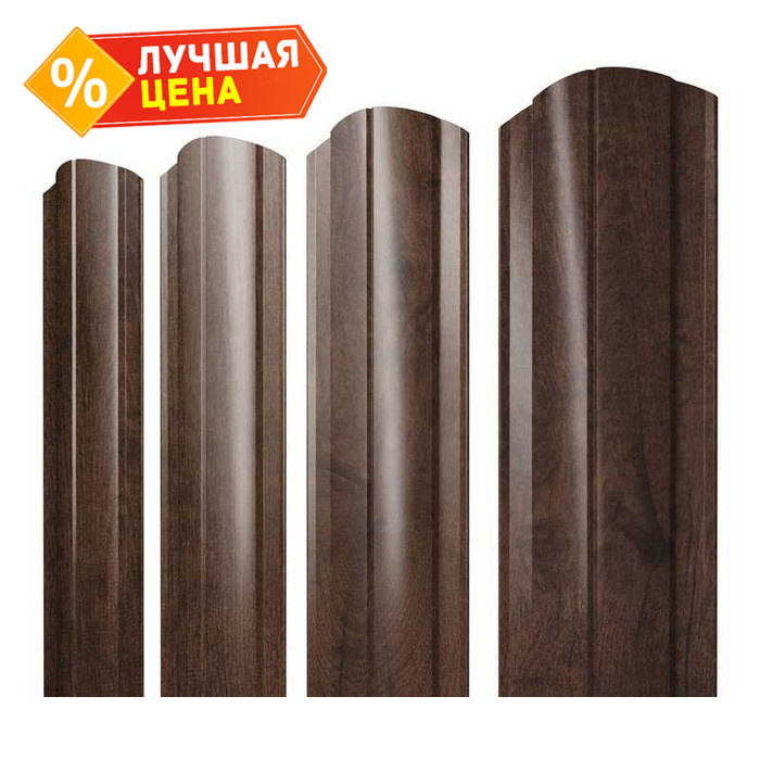 Штакетник Полукруглый Slim фигурный Grand Line 0,4 Print Premium Antique Wood Antique Wood