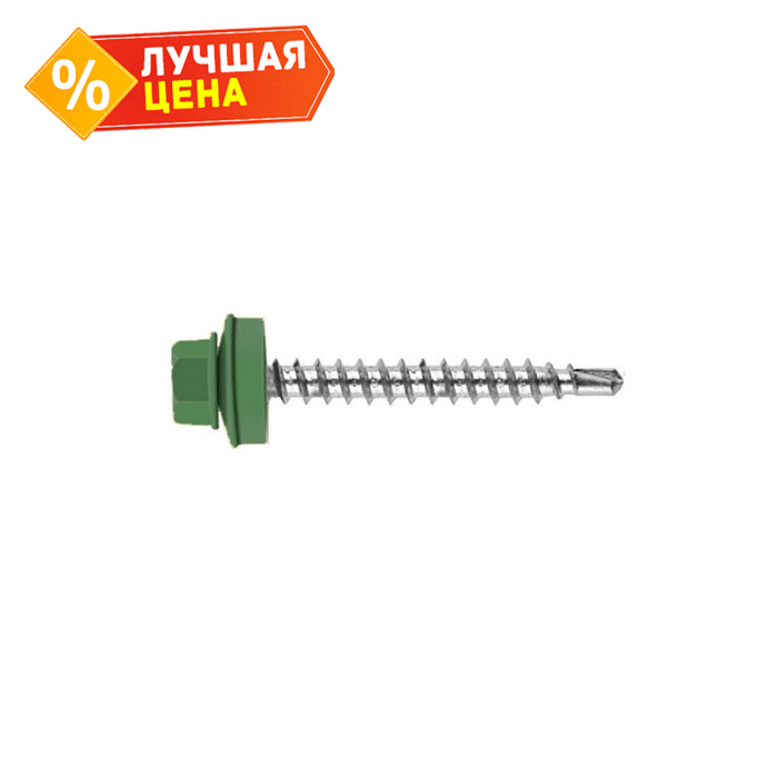 Саморез кровельный Daxmer 4,8х50 RAL 6007 (150) сверло №1