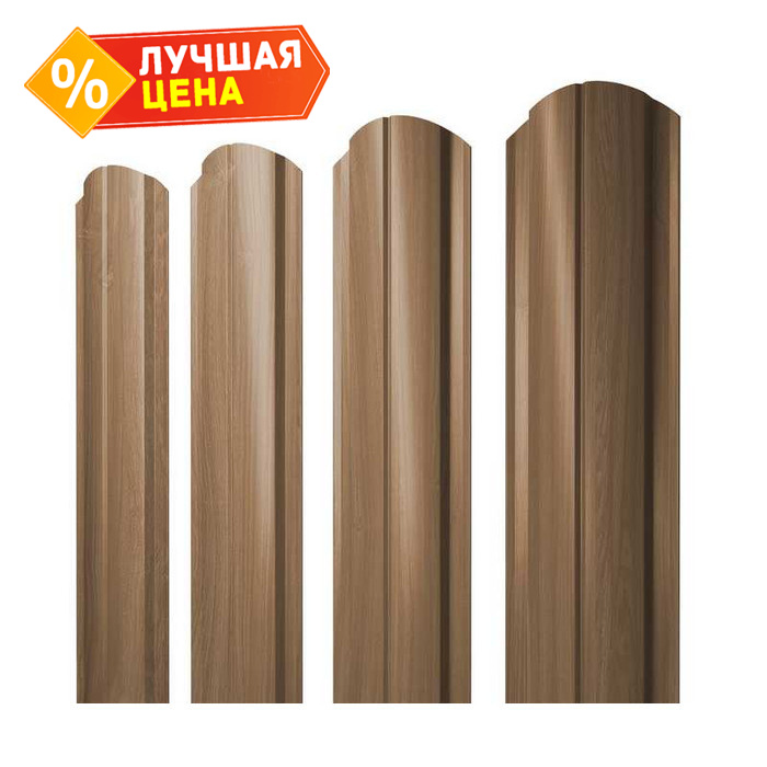 Штакетник Полукруглый Slim фигурный Grand Line 0,45 Print Elite Honey Wood Honey Wood