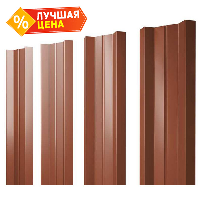 Штакетник М-образный А Grand Line 0,5 Velur RAL8004 Терракота