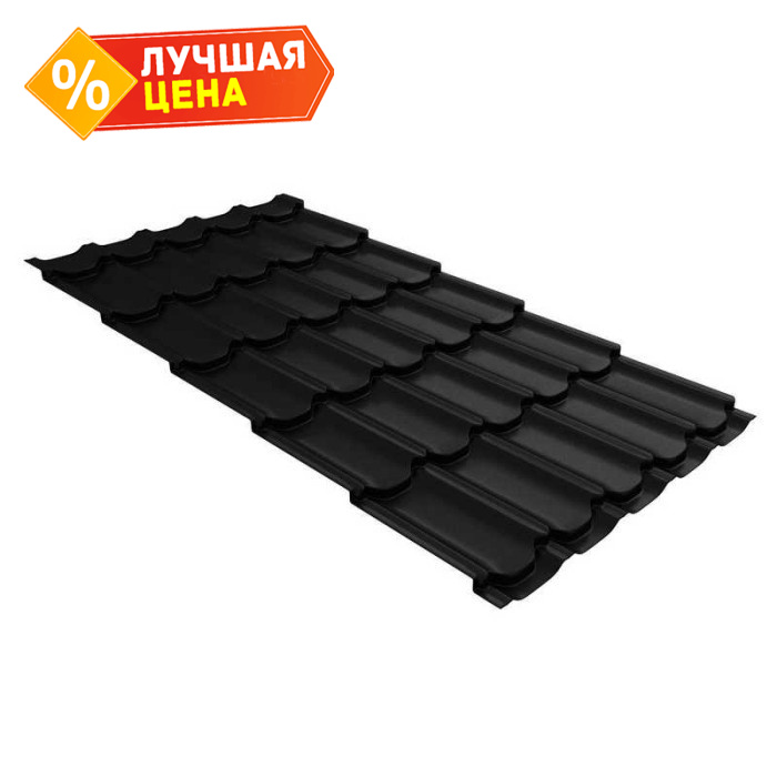 Металлочерепица Grand Line Kvinta plus 0,5 Drap RAL 9005 Черный | c 3D резом