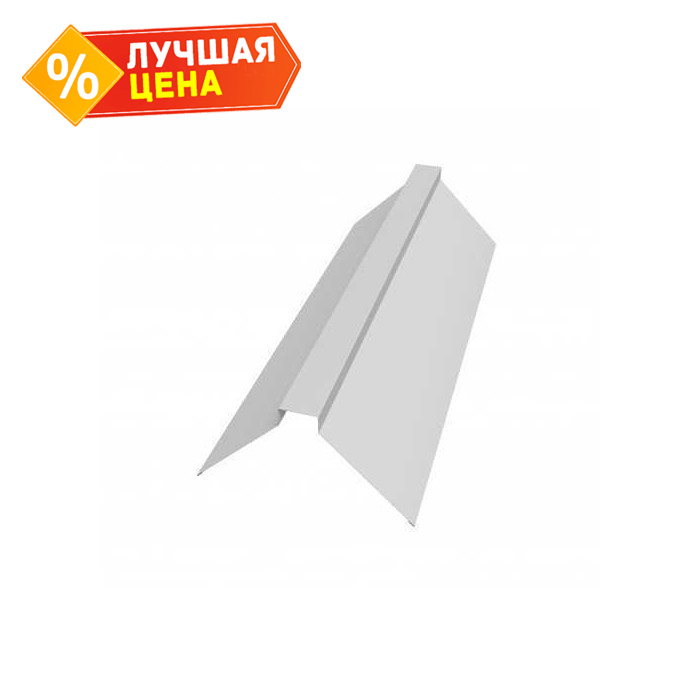 Планка конька плоского 175х50х175 0,5 Satin с пленкой RAL 9003 сигнальный белый