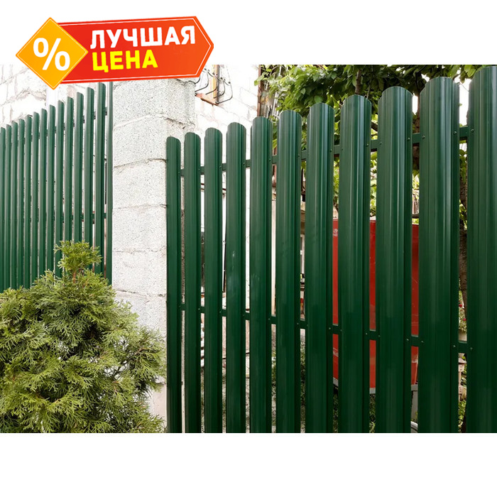 Штакетник Полукруглый Slim Grand Line 0,45 Полиэстер - double RAL6005 Зеленый Мох