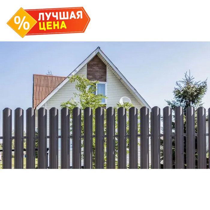 Штакетник Круглый фигурный Grand Line 0,5 Quarzit PRO Matt RAL7024 Мокрый Асфальт