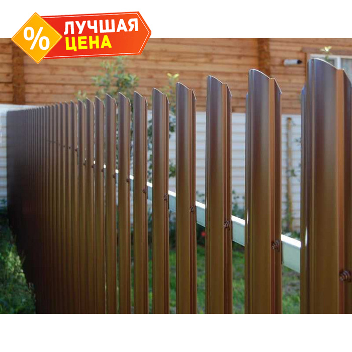Штакетник Круглый фигурный Grand Line 0,45 Полиэстер - double RR 32 Темно-Коричневый | 2.2 м